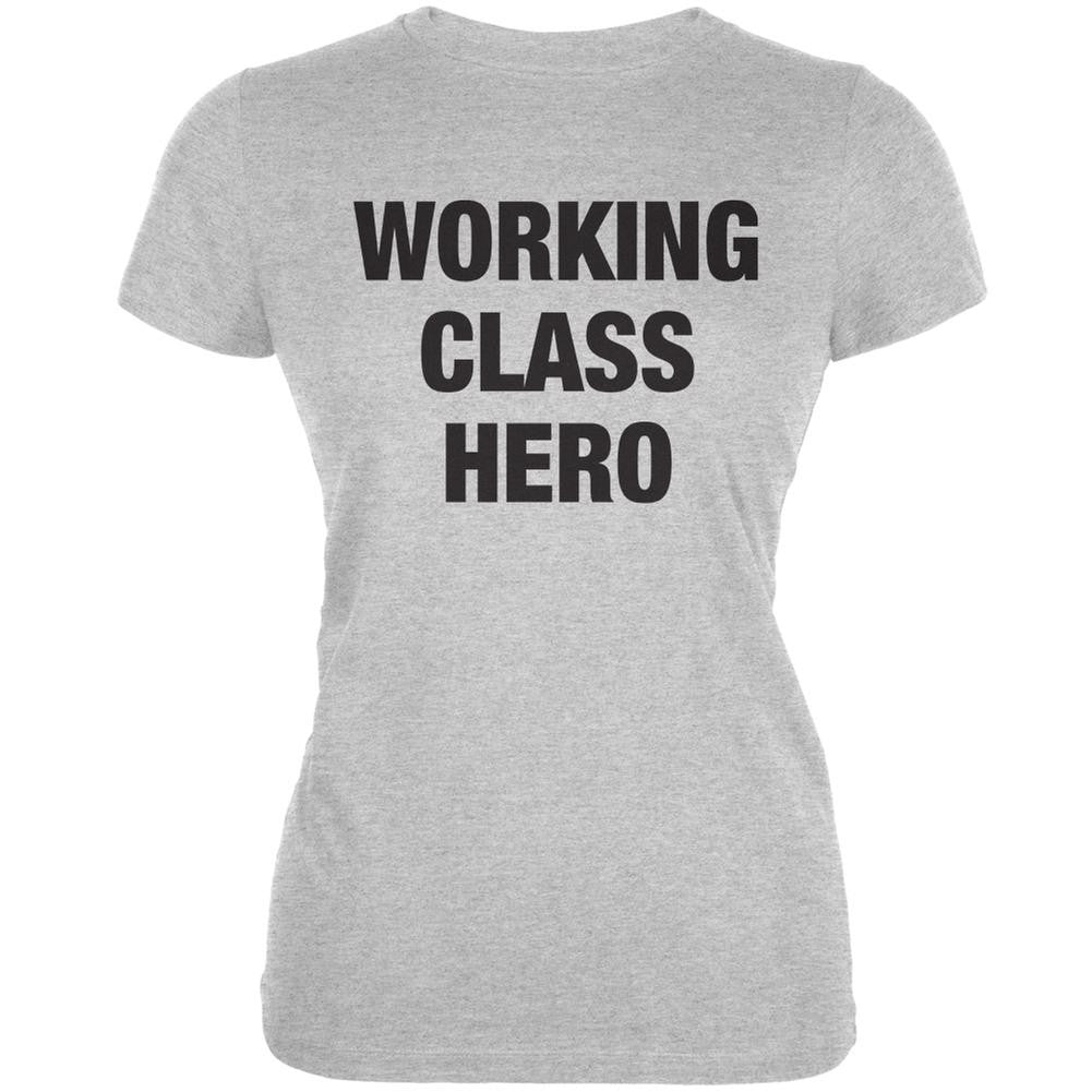 Working Class Hero Inspired By John Lennon Heather Grey Juniors Soft T-Shirt Juniors T-Shirts Old Glory 2XL Grey 