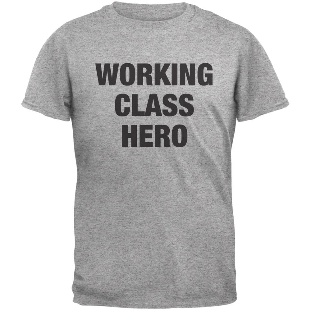 Working Class Hero Inspired By John Lennon Heather Grey Adult T-Shirt Men's T-Shirts Old Glory 2XL Grey 