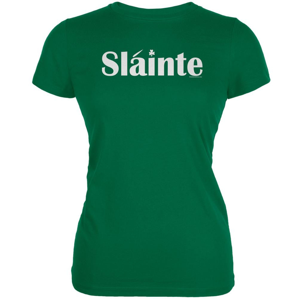 St. Patricks Day Slainte Kelly Green Juniors Soft T-Shirt Juniors T-Shirts Old Glory 2XL Green 