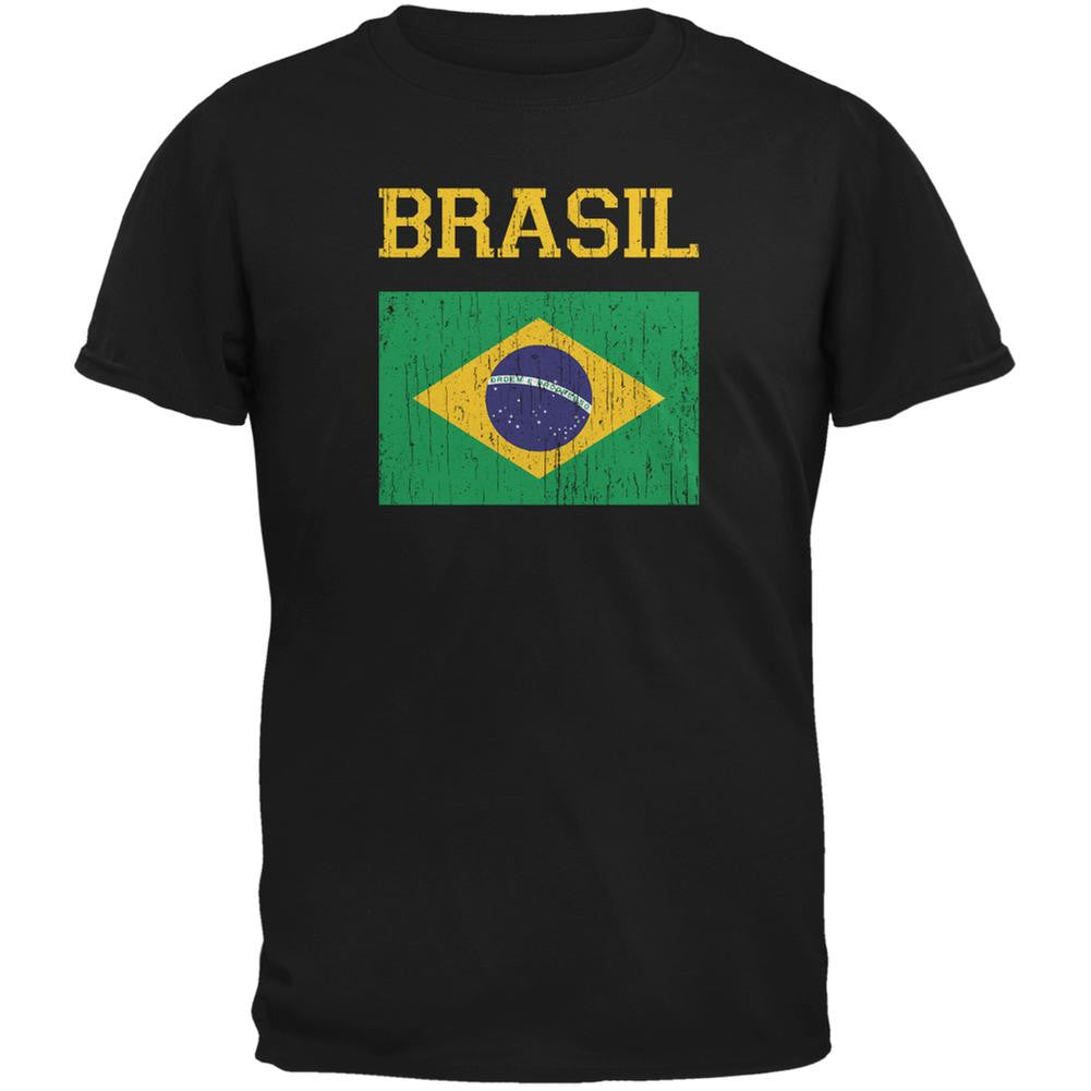 World Cup Distressed Flag Brasil Black Youth T-Shirt Youth T-Shirts FIFA LG Black 