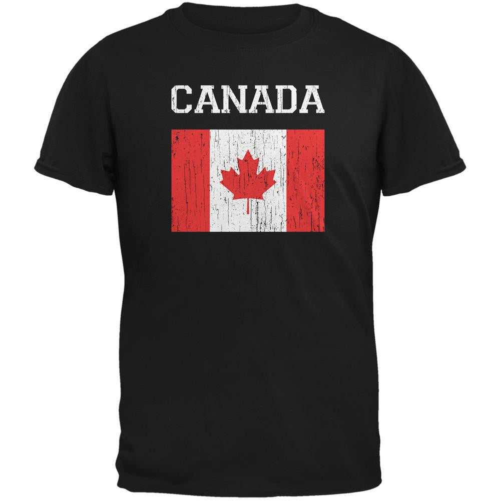 World Cup Distressed Flag Canada Black Adult T-Shirt Men's T-Shirts FIFA 2XL Black 