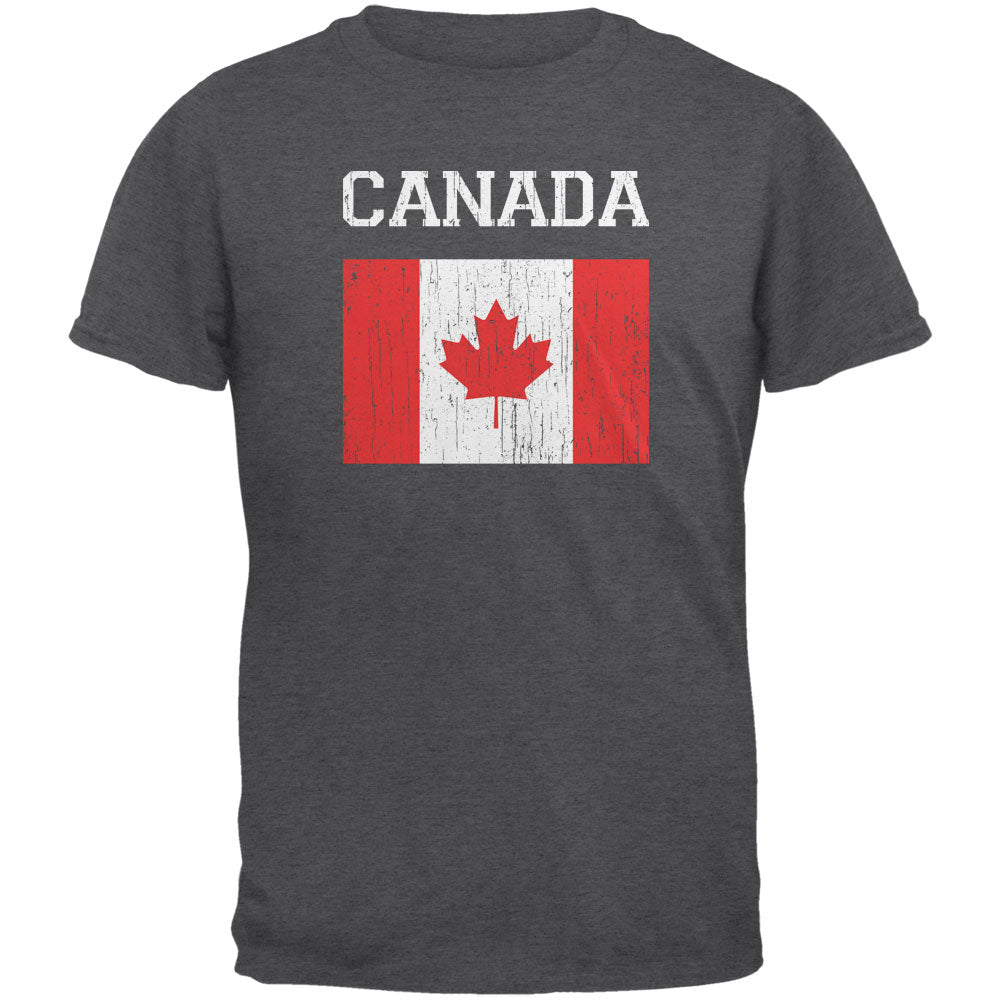 World Cup Distressed Flag Canada Dark Heather Adult T-Shirt Men's T-Shirts Old Glory 3XL Dark Heather 