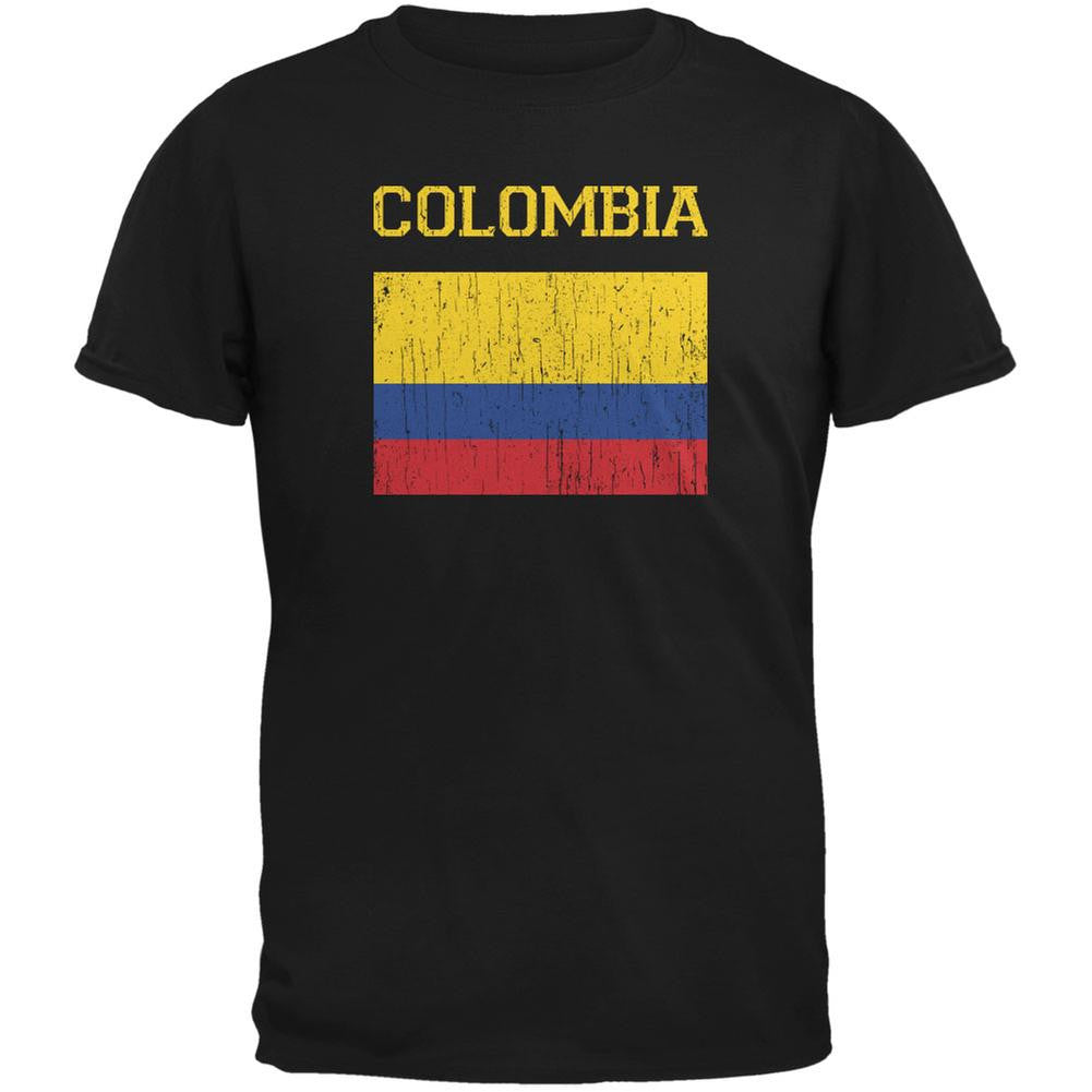 World Cup Distressed Flag Colombia Black Adult T-Shirt Men's T-Shirts FIFA 2XL Black 