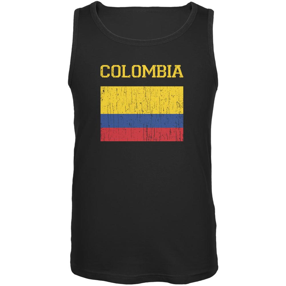 World Cup Distressed Flag Colombia Black Adult Tank Top Men's Tank Tops FIFA 2XL Black 