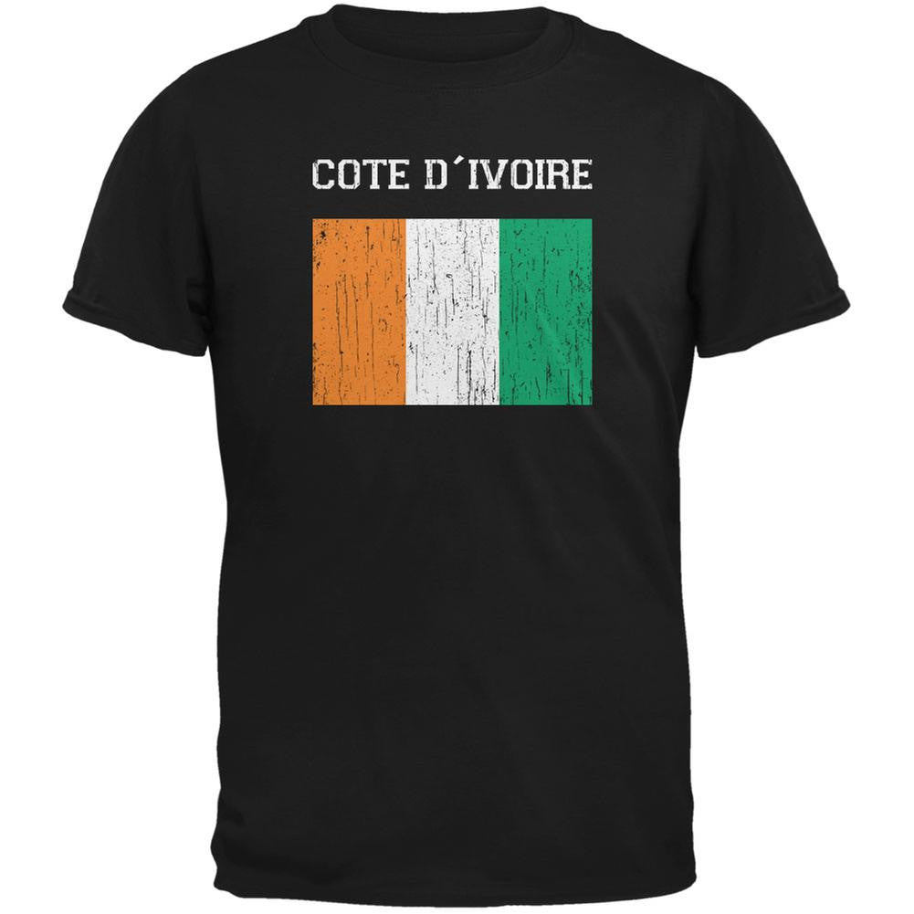 World Cup Distressed Flag Cote D'Ivoire Black Adult T-Shirt Men's T-Shirts FIFA 2XL Black 