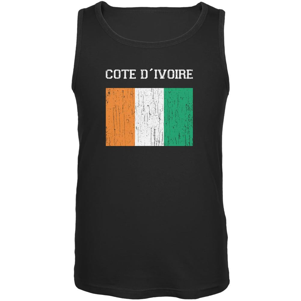 World Cup Distressed Flag Cote D'Ivoire Black Adult Tank Top Men's Tank Tops FIFA 2XL Black 