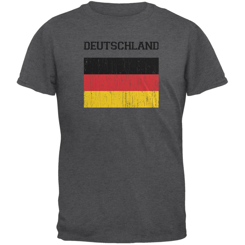 World Cup Distressed Flag Deutschland Dark Heather Adult T-Shirt Men's T-Shirts FIFA 2XL Grey 