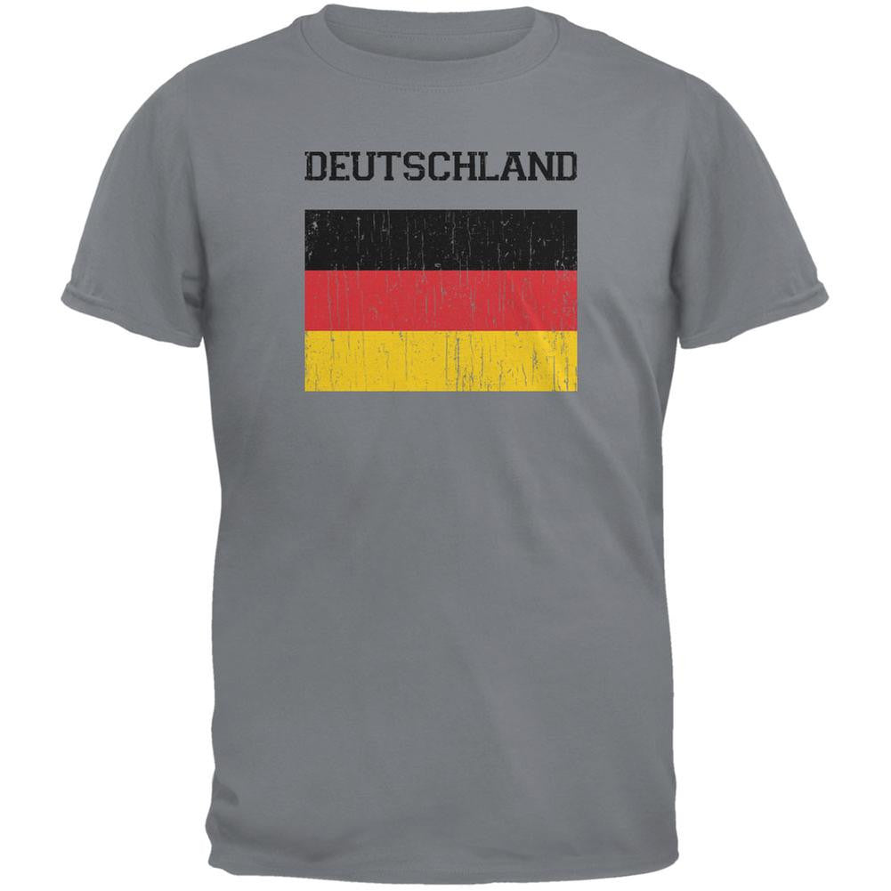 World Cup Distressed Flag Deutschland Storm Grey Adult T-Shirt Men's T-Shirts FIFA 2XL Grey 