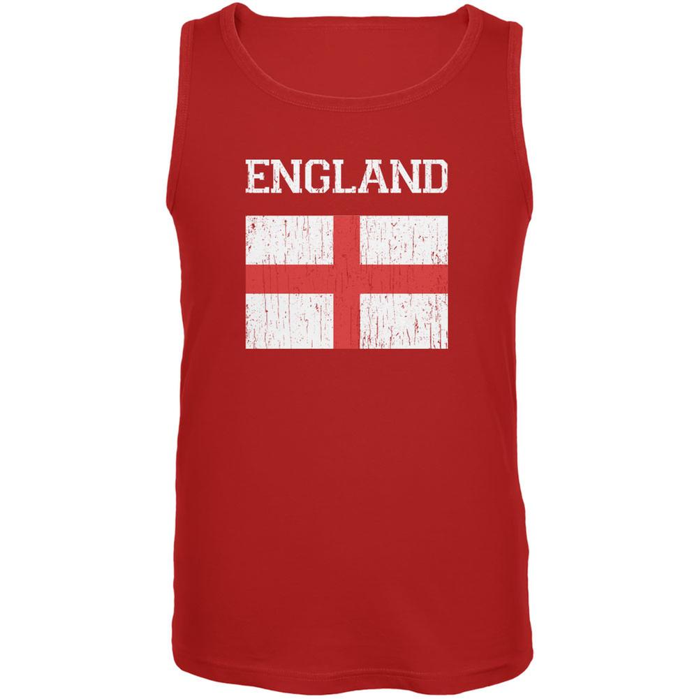 World Cup Distressed Flag England Red Adult Tank Top Men's Tank Tops FIFA 2XL Red 