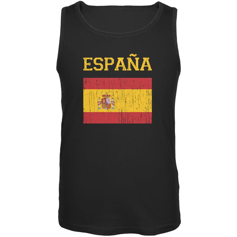 World Cup Distressed Flag Espana Black Adult Tank Top Men's Tank Tops FIFA 2XL Black 