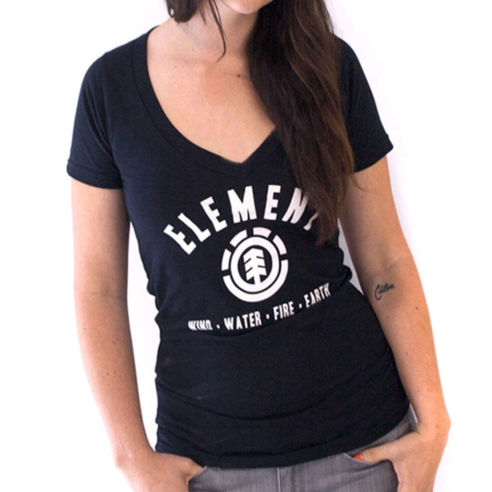 Element - Lock Up Black Juniors V-Neck T-Shirt Juniors V-Neck T-Shirts Element LG Black