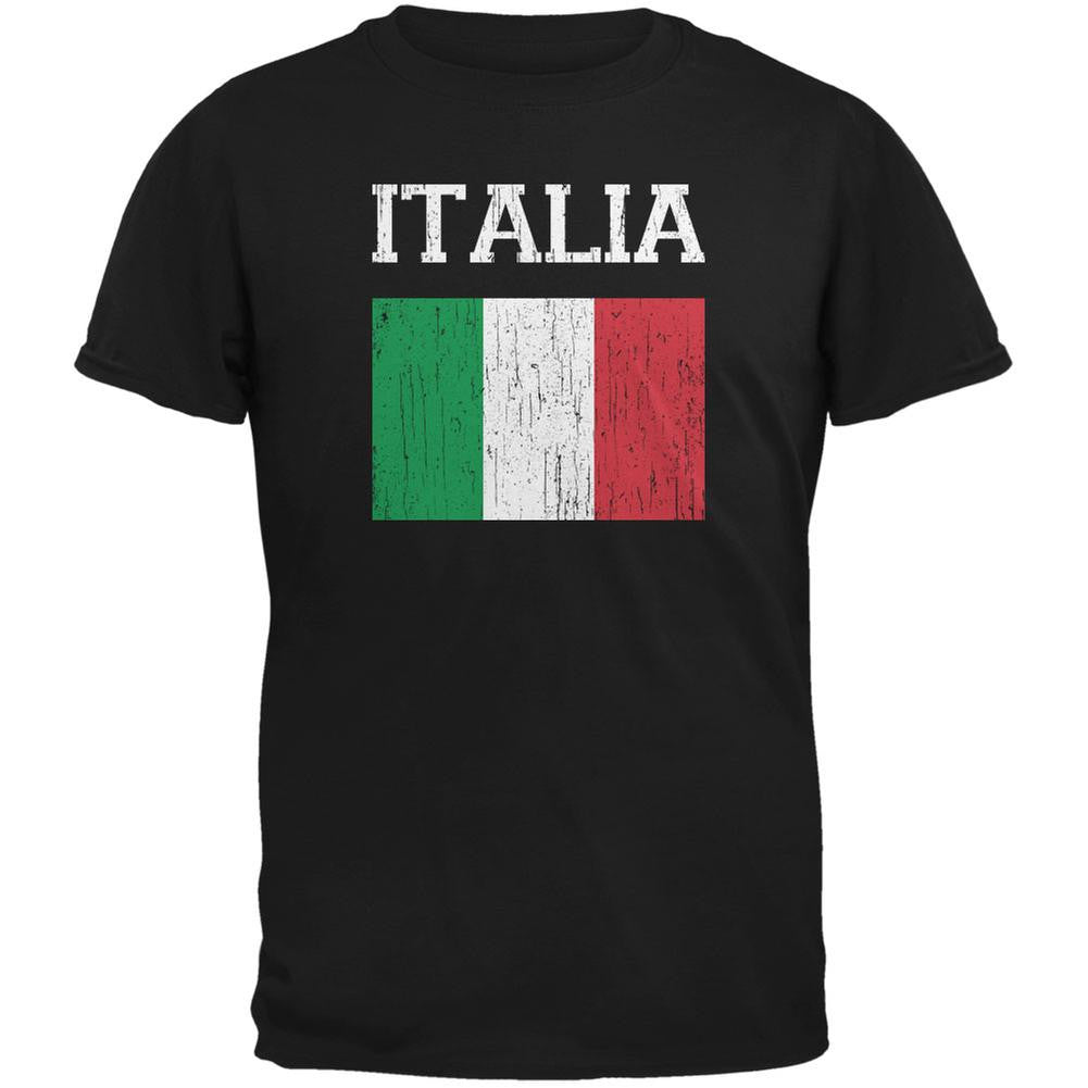 World Cup Distressed Flag Italia Black Adult T-Shirt Men's T-Shirts FIFA 2XL Black 