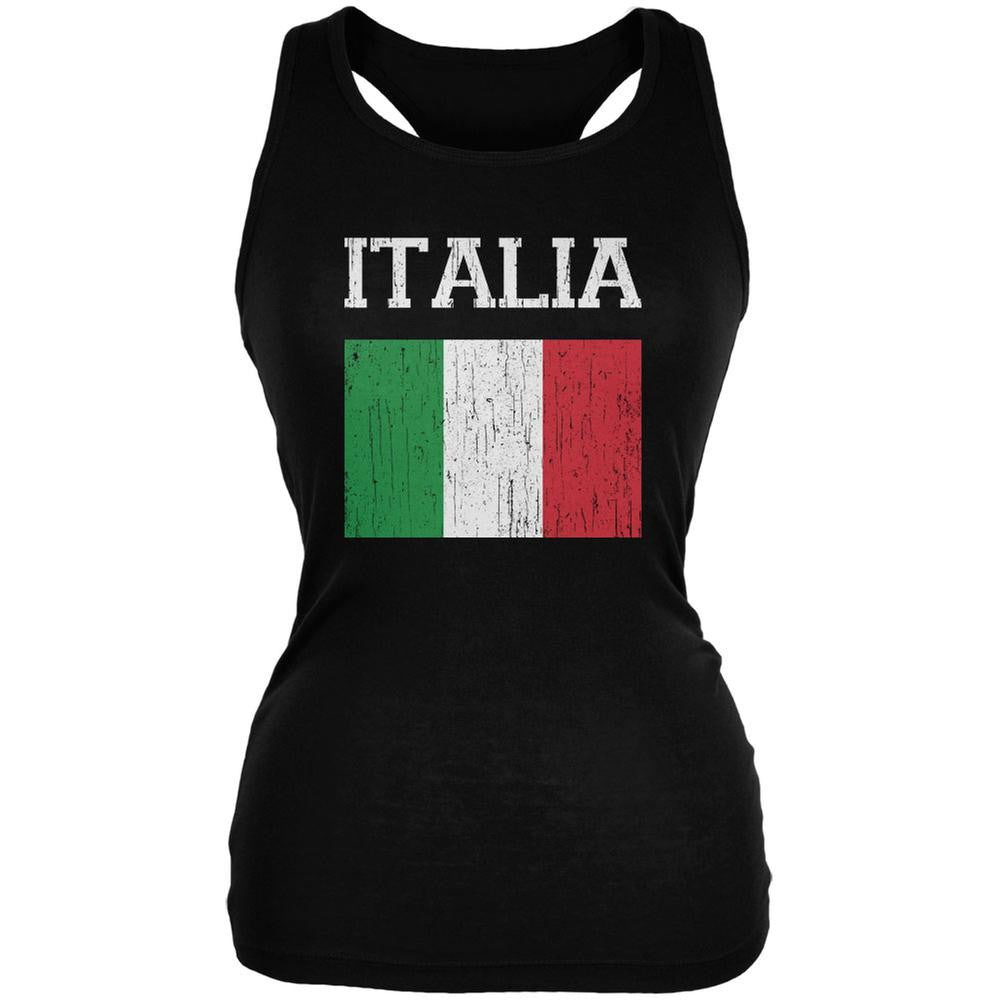 World Cup Distressed Flag Italia Black Juniors Soft Tank Top Juniors T-Shirts FIFA 2XL Black 