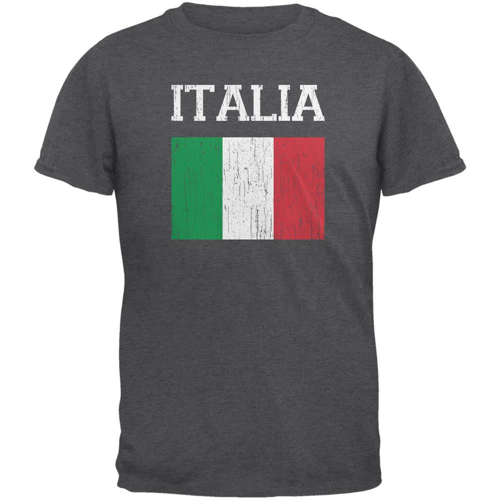 World Cup Distressed Flag Italia Dark Heather Adult T-Shirt Men's T-Shirts FIFA 2XL Grey 