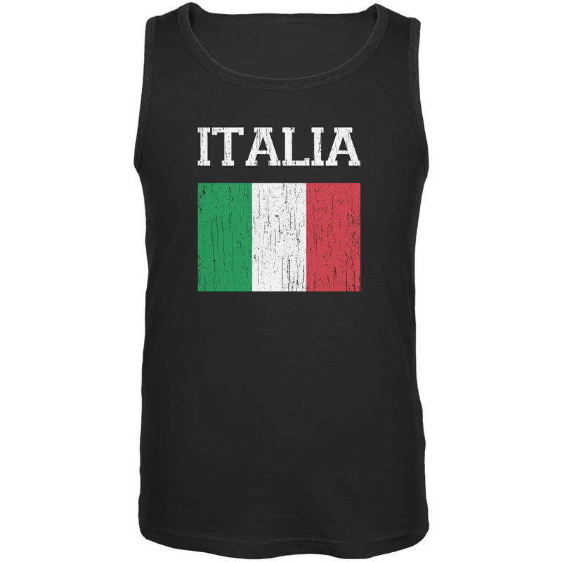 World Cup Distressed Flag Italia Black Adult Tank Top Men's Tank Tops Old Glory 3XL Black 