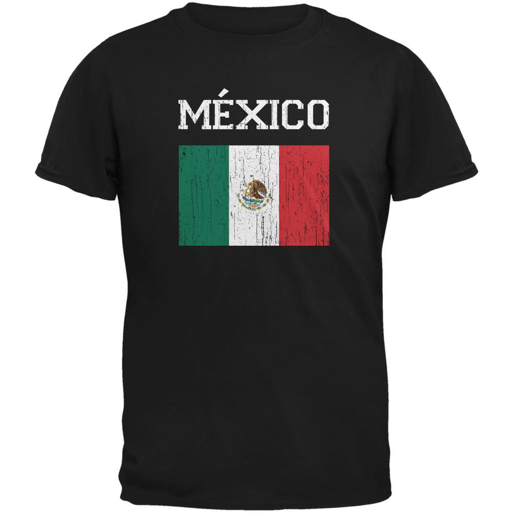 World Cup Distressed Flag Mexico Black Youth T-Shirt Youth T-Shirts FIFA LG Black 