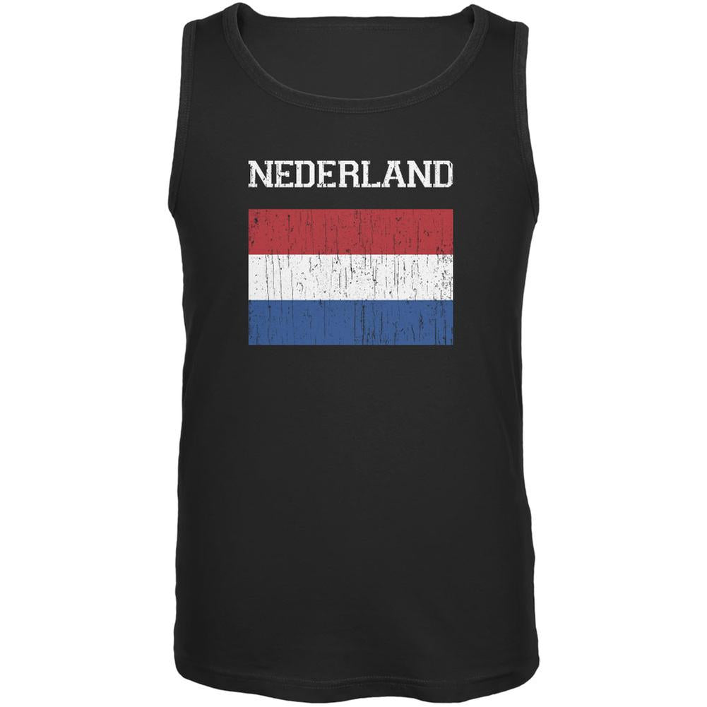 World Cup Distressed Flag Nederland Black Adult Tank Top Men's Tank Tops FIFA 2XL Black 