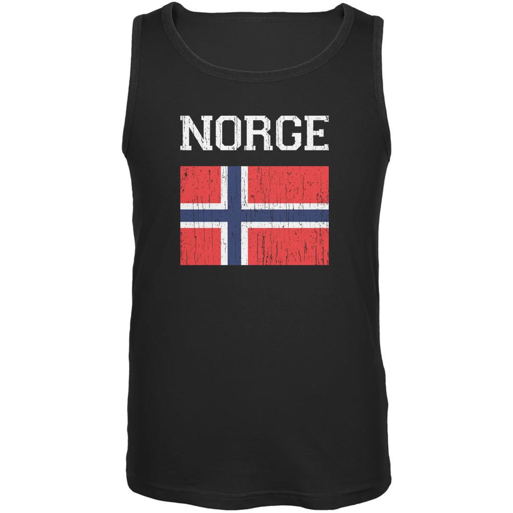 World Cup Distressed Flag Norge Black Adult Tank Top Men's Tank Tops FIFA 2XL Black 