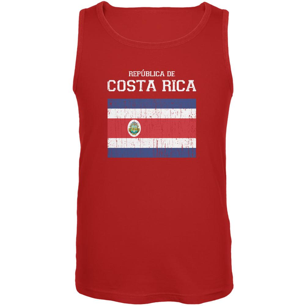 World Cup Distressed Flag Republica de Costa Rica Red Adult Tank Top Men's Tank Tops FIFA 2XL Red 