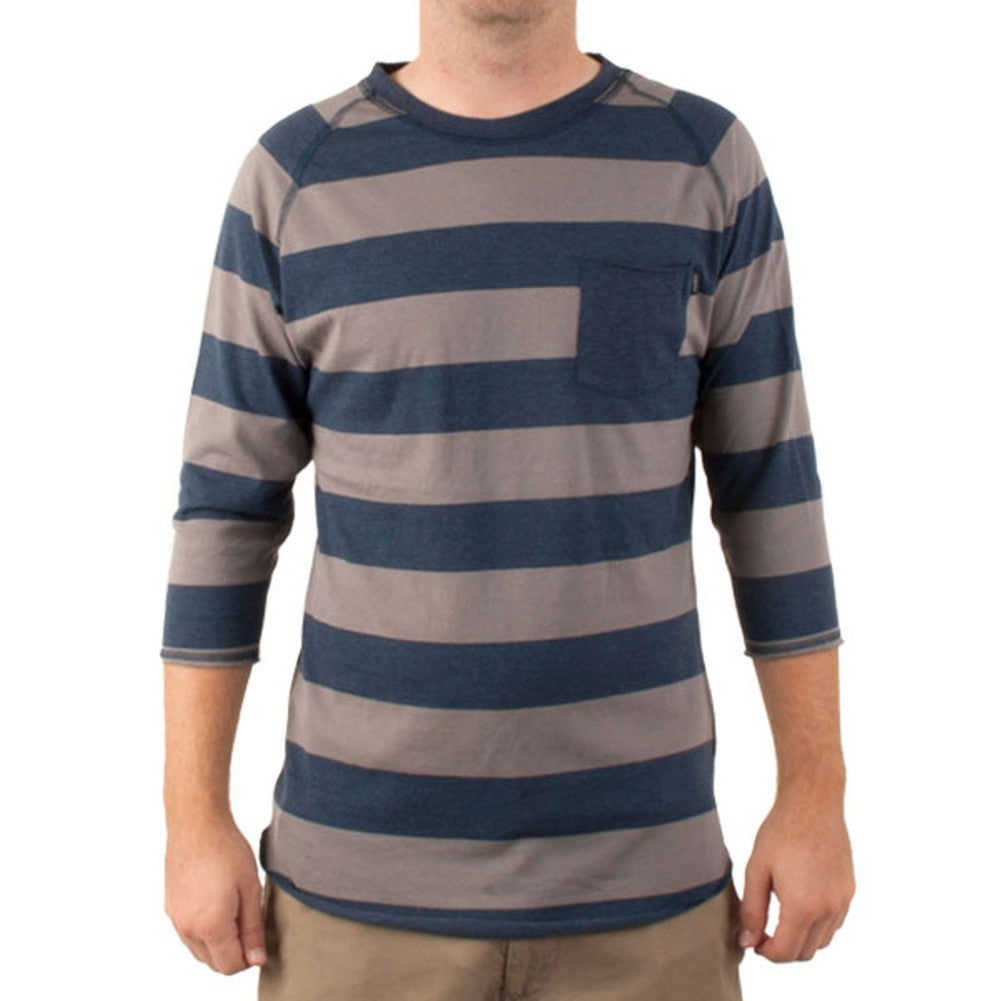 Ambiguous - Sonnen Stripe Adult 3/4 Sleeve T-Shirt Men's T-Shirts Ambiguous LG Dark Blue