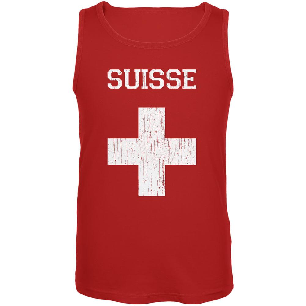 World Cup Distressed Flag Suisse Red Adult Tank Top Men's Tank Tops World Cup 2XL Red 