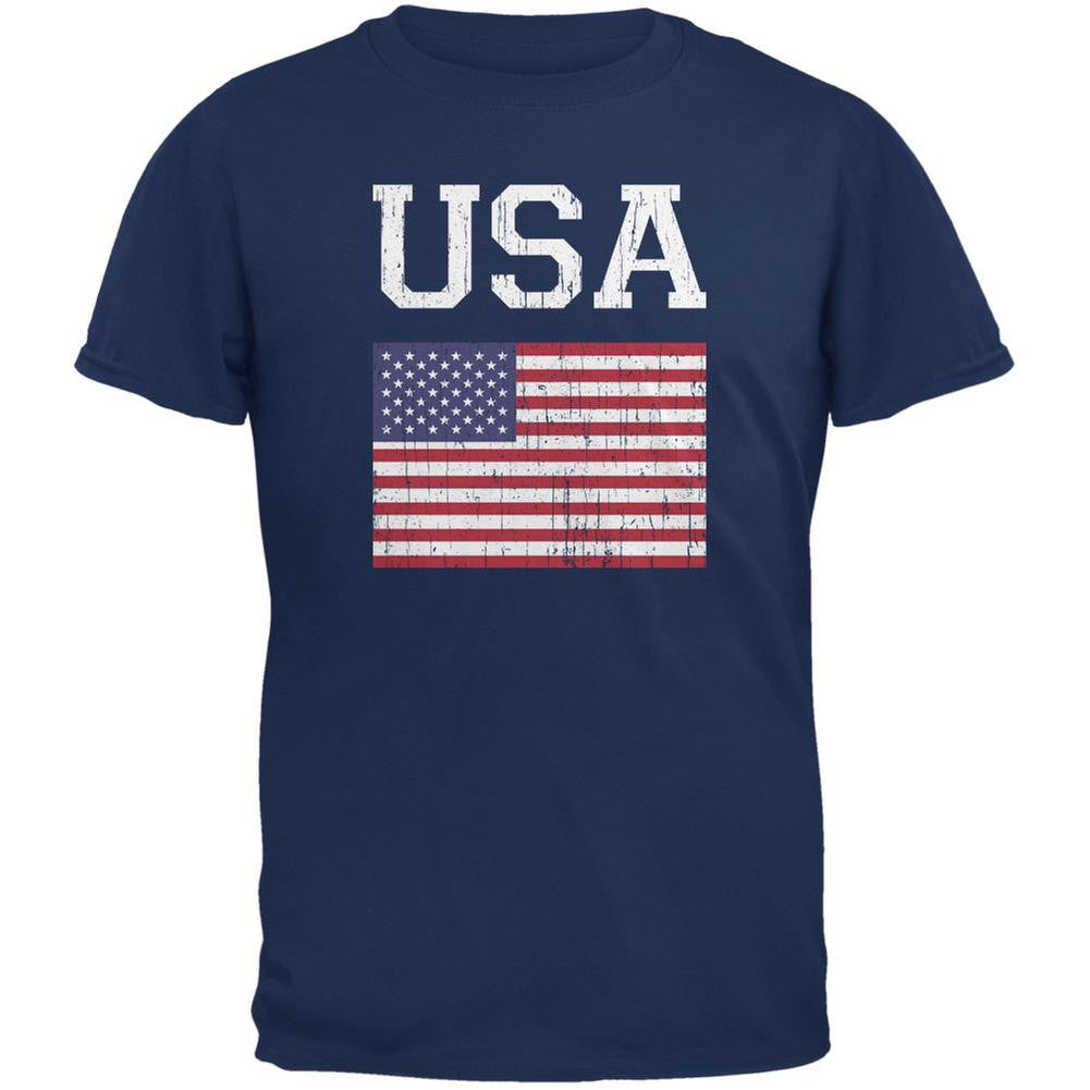 World Cup Distressed Flag USA Metro Blue Adult T-Shirt Men's T-Shirts World Cup 2XL Blue 