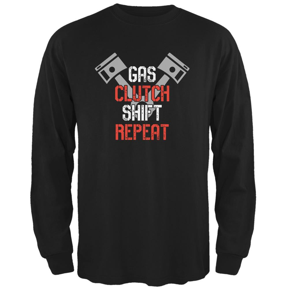 Gas Clutch Shift Repeat Black Adult Long Sleeve T-Shirt Men's Long Sleeves Old Glory 2XL Black 