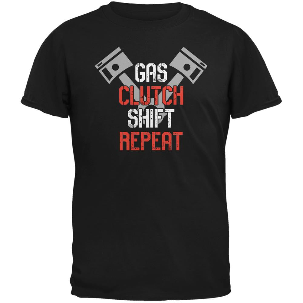 Gas Clutch Shift Repeat Black Adult T-Shirt Men's T-Shirts Old Glory 2XL Black 