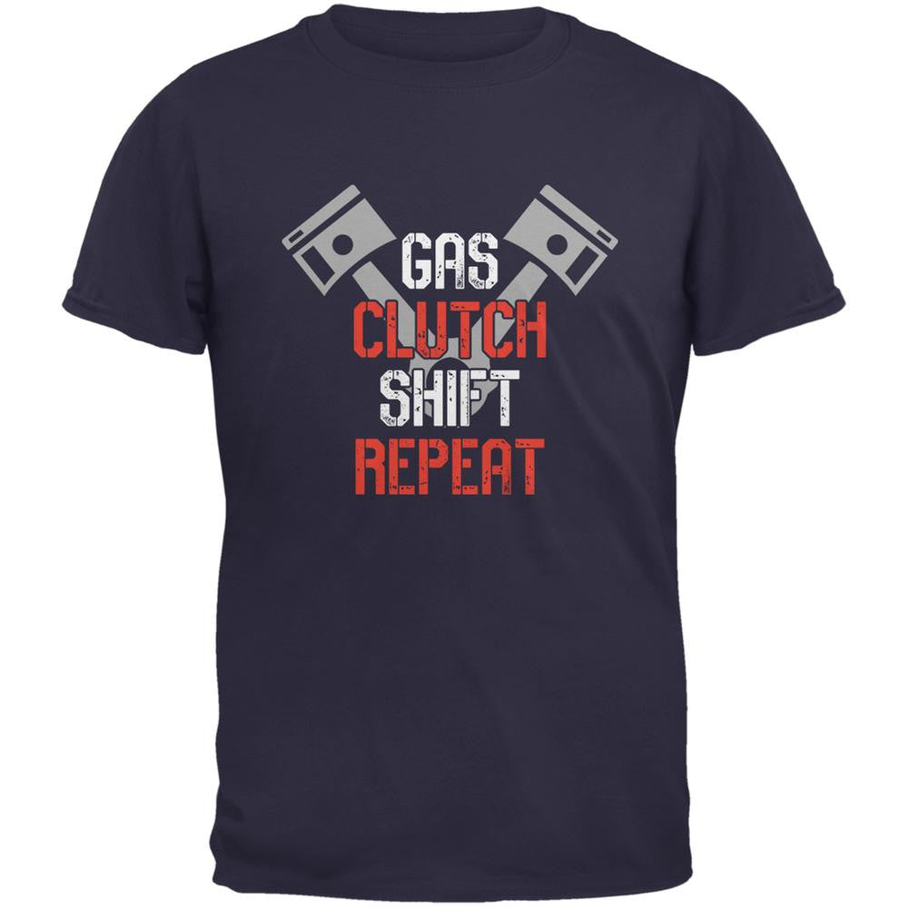 Gas Clutch Shift Repeat Navy Adult T-Shirt Men's T-Shirts Old Glory 2XL Blue 