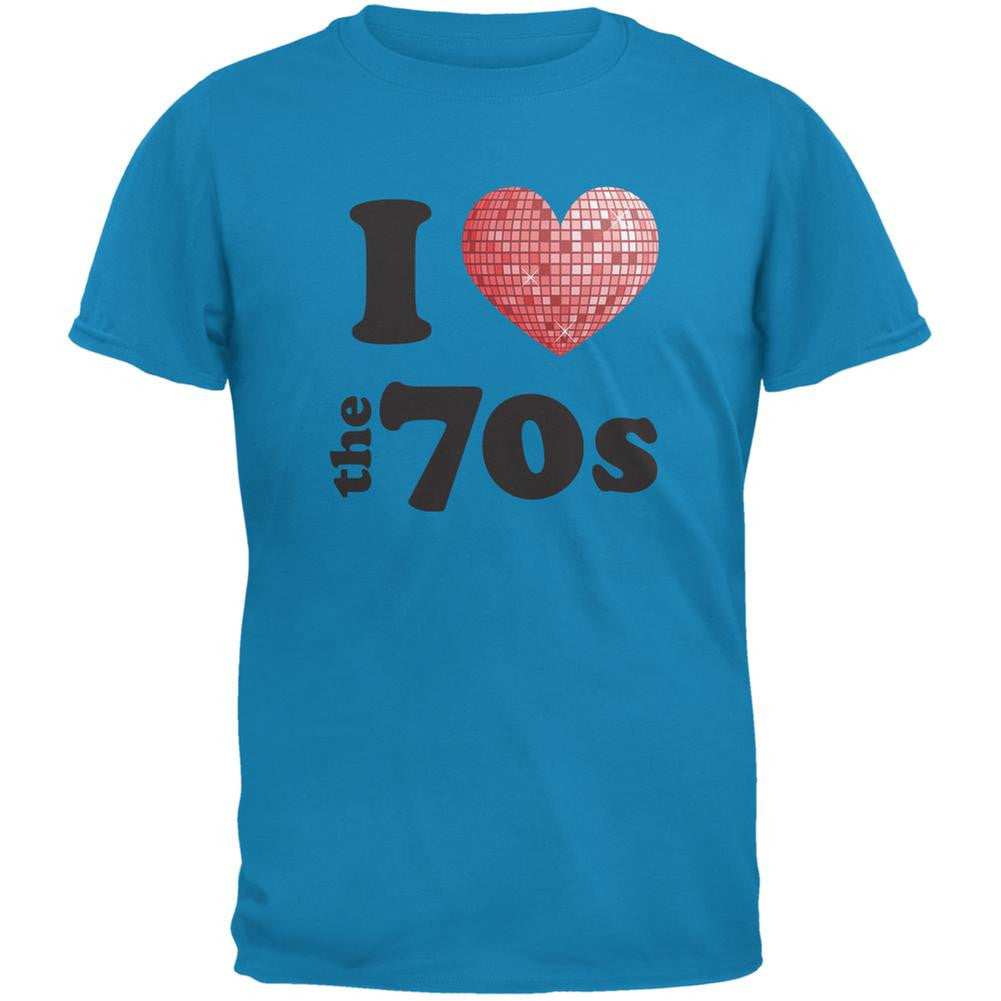 I Heart The 70s Sapphire Blue Adult T-Shirt Men's T-Shirts Old Glory 2XL Blue 