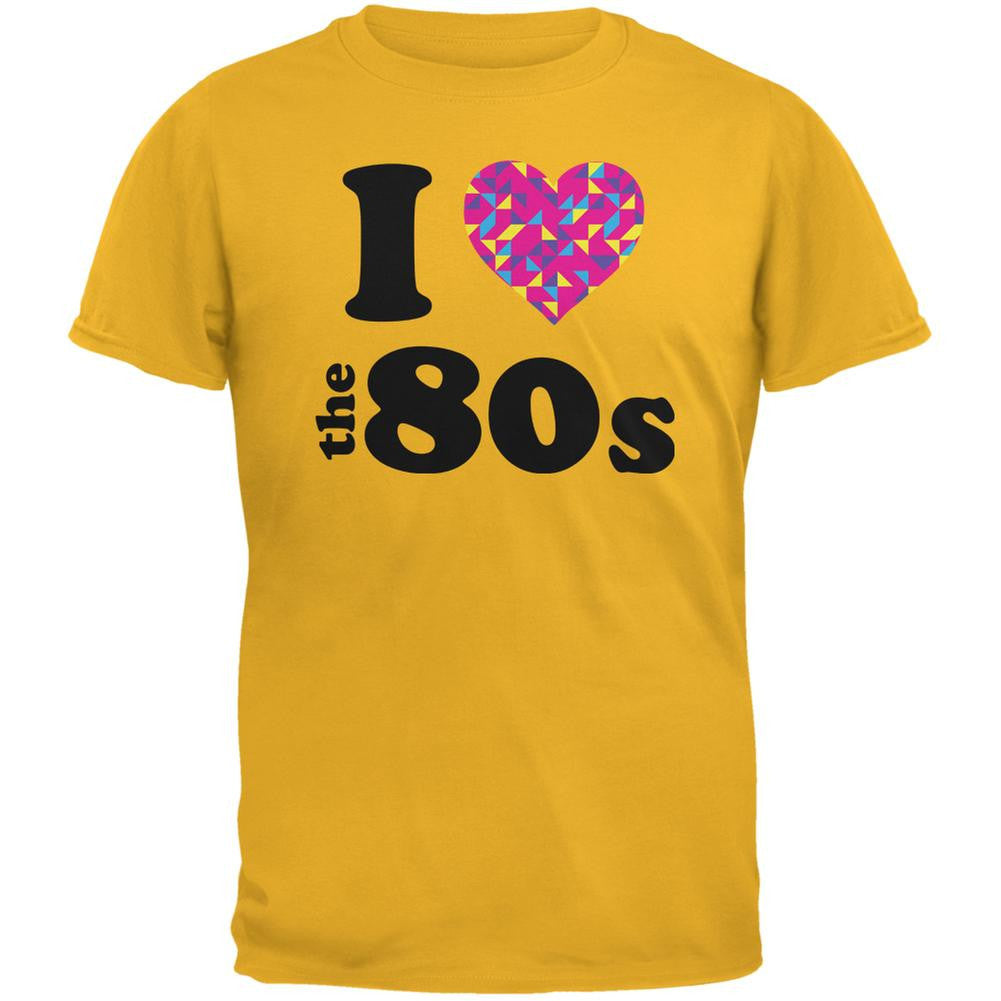 I Heart The 80s Gold Adult T-Shirt Men's T-Shirts Old Glory 2XL Yellow 