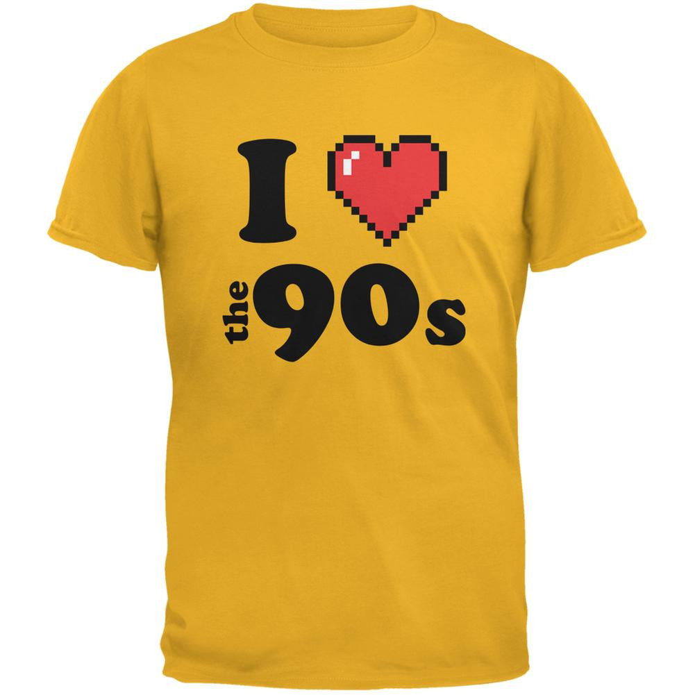 I Heart The 90s Gold Adult T-Shirt Men's T-Shirts Old Glory 2XL Yellow 