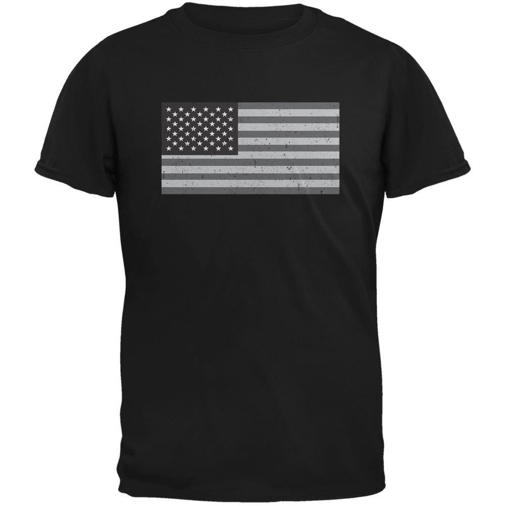 4th of July Black Flag American Black Adult T-Shirt Men's T-Shirts Old Glory 2XL Black 