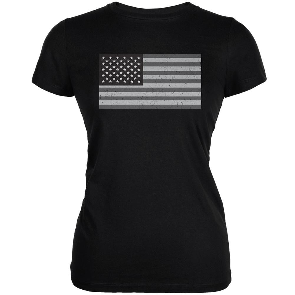 4th of July Black Flag American Black Juniors Soft T-Shirt Juniors T-Shirts Old Glory 2XL Black 