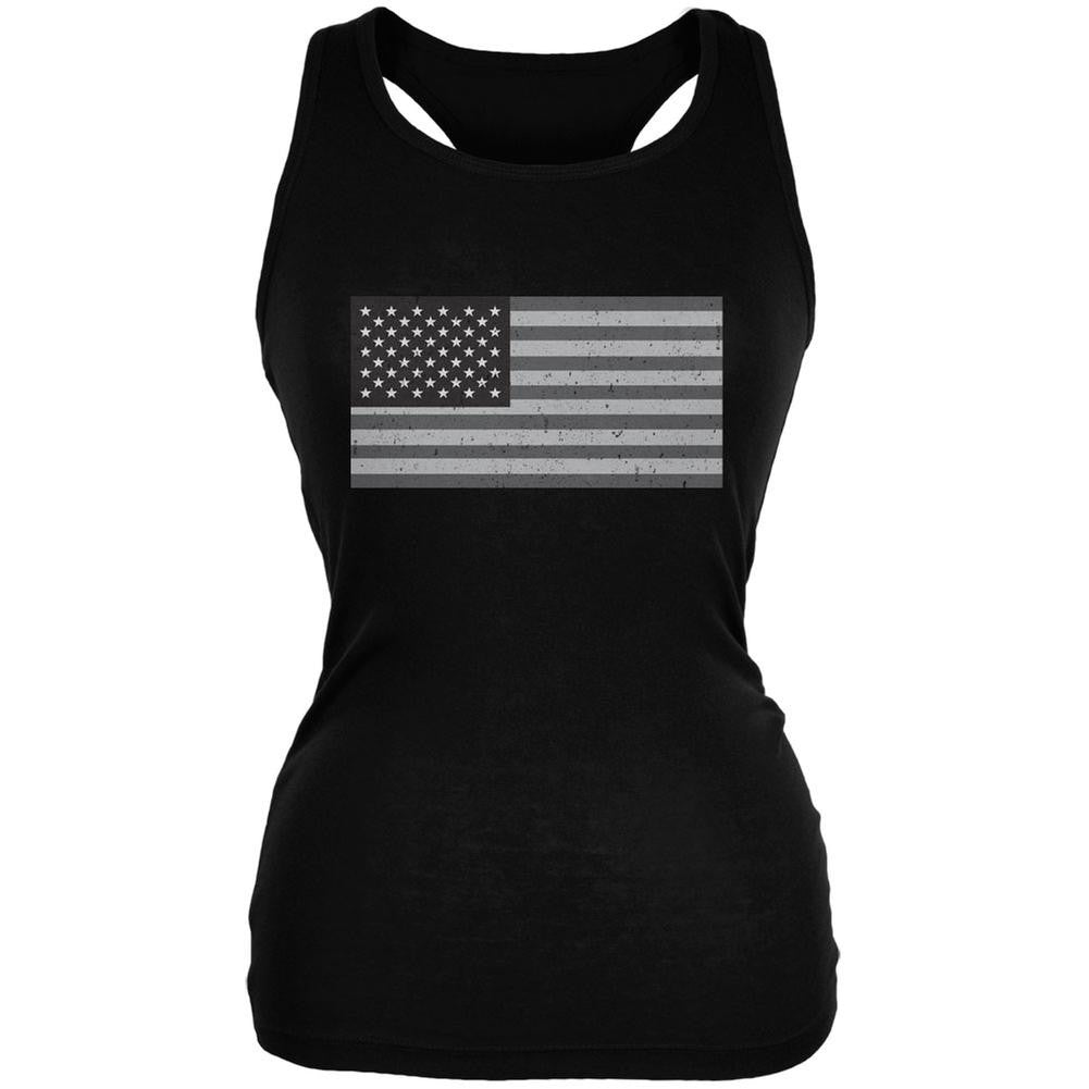 4th of July Black Flag American Black Juniors Soft Tank Top Juniors Tank Tops Old Glory 2XL Black 