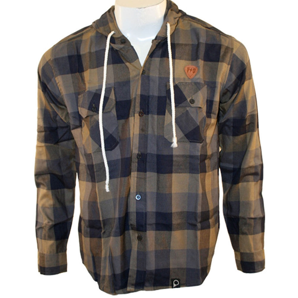 Peter Says Denim Mens Button-Down Long Sleeve Plaid Flannel Hoodie Men's Dress Shirts Peter Says Denim   