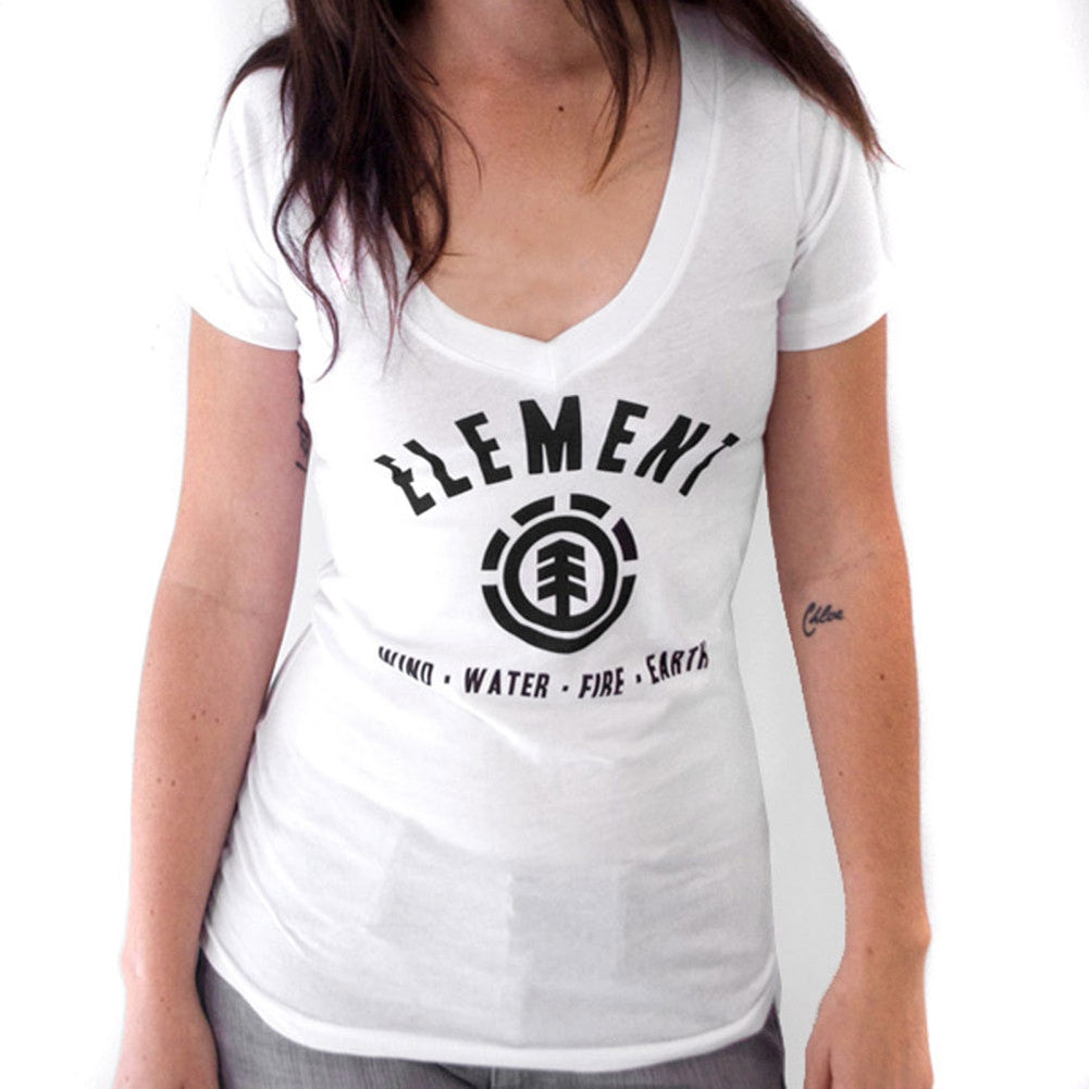 Element - Lock Up White Juniors V-Neck T-Shirt Juniors V-Neck T-Shirts Element LG White 