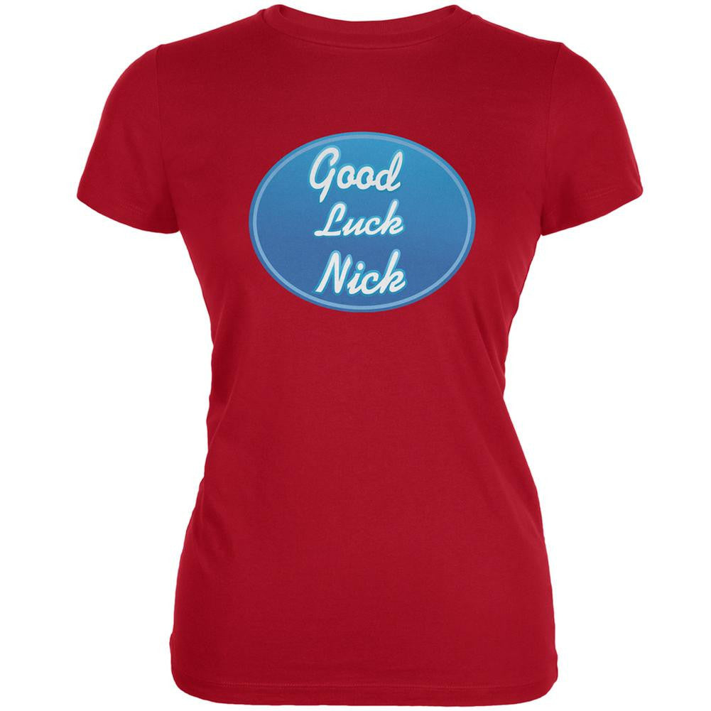 Idol Winner - Good Luck Nick Red Juniors Soft T-Shirt Juniors T-Shirts Old Glory 2XL Red 