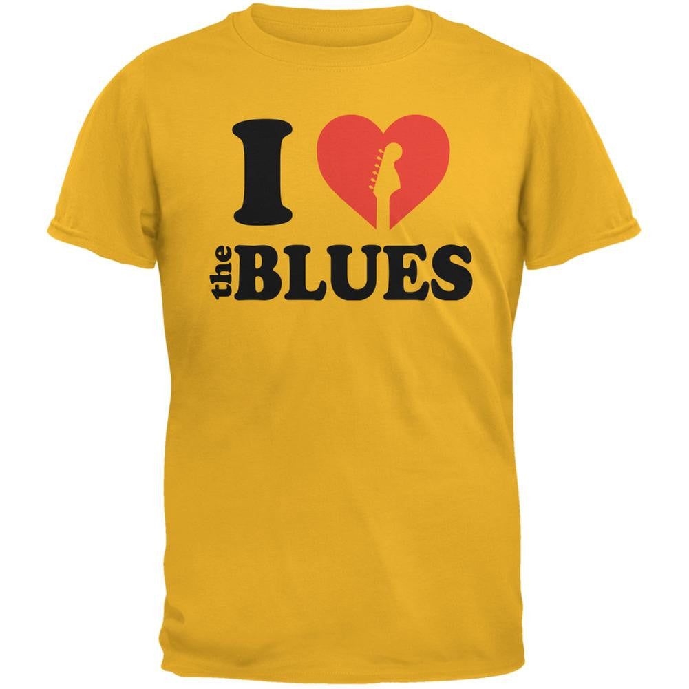 I Heart The Blues Gold Adult T-Shirt Men's T-Shirts Old Glory 2XL Yellow 