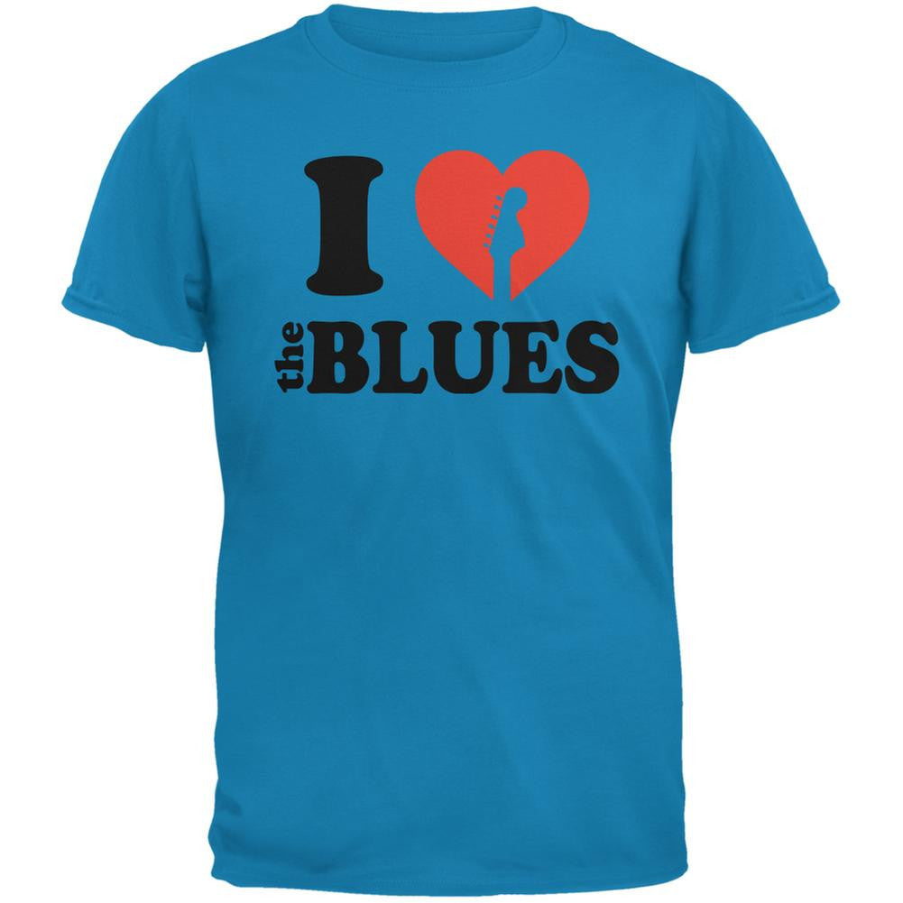 I Heart The Blues Sapphire Blue Adult T-Shirt Men's T-Shirts Old Glory 2XL Blue 