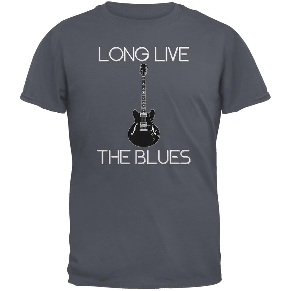 Long Live The Blues Charcoal Grey Adult T-Shirt Men's T-Shirts Old Glory 2XL Grey 