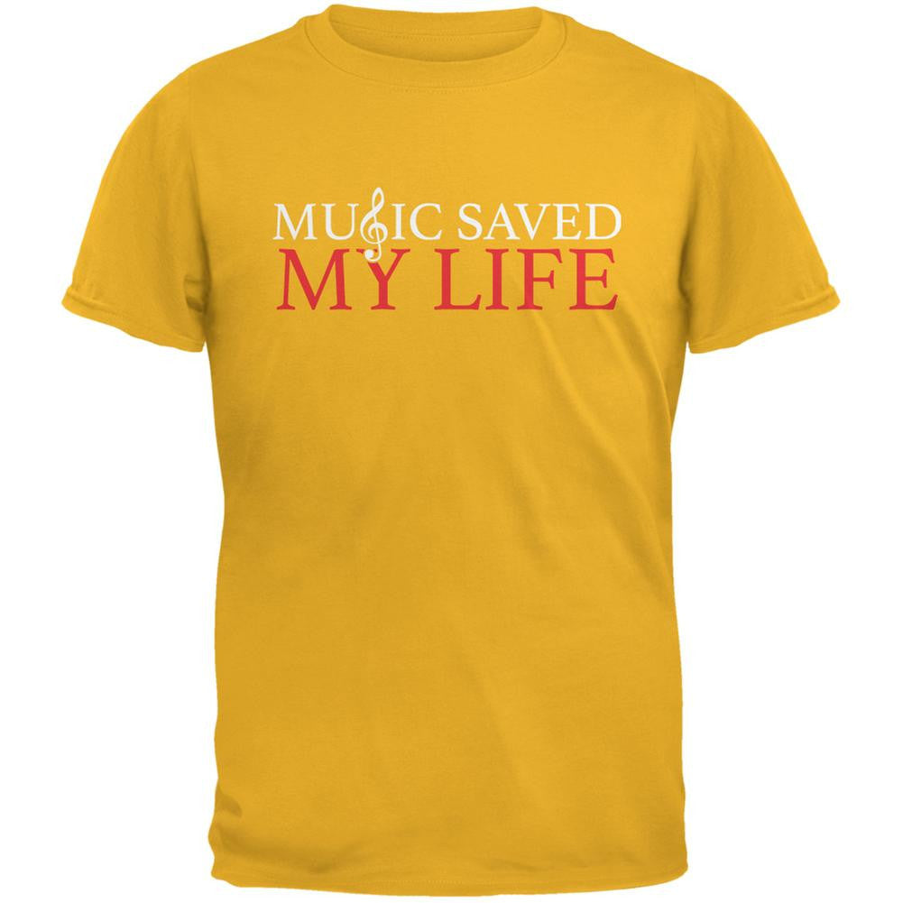 Music Saved My Life Gold Adult T-Shirt Men's T-Shirts Old Glory 2XL Yellow 