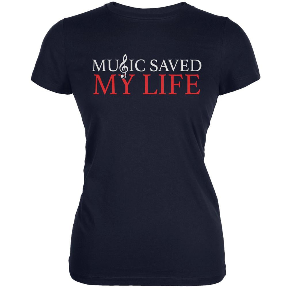 Music Saved My Life Navy Juniors Soft T-Shirt Juniors T-Shirts Old Glory 2XL Blue 