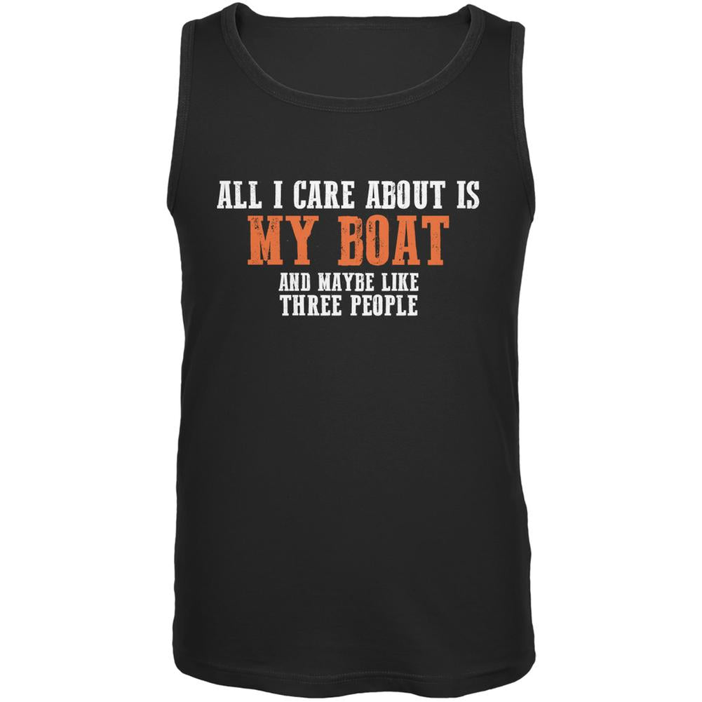 Sarcastic Care About My Boat Black Adult Tank Top Men's Tank Tops Old Glory 2XL Black 