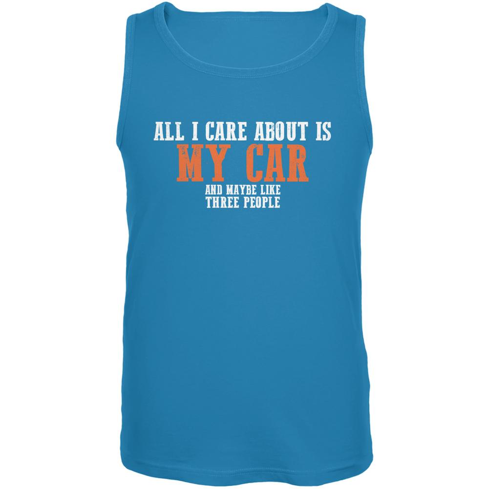 Sarcastic Care About My Car Turquoise Adult Tank Top Men's Tank Tops Old Glory LG Blue 