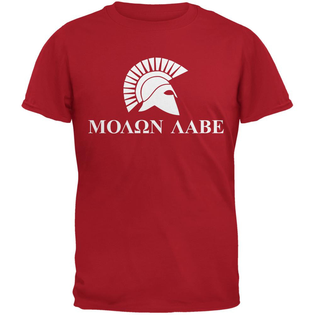 Molon Labe Helmet Red Adult T-Shirt Men's T-Shirts Old Glory 2XL Red 