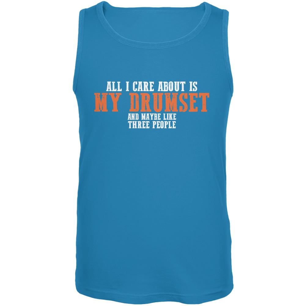 Sarcastic Care About My Drumset Turquoise Adult Tank Top Men's Tank Tops Old Glory LG Blue 