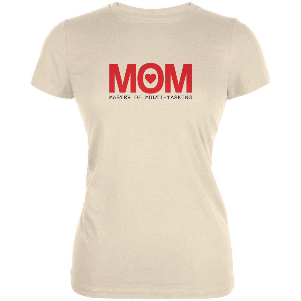 Mothers Day MOM Master Of Mulit-tasking Cream Juniors Soft T-Shirt Juniors T-Shirts Old Glory 2XL Off-White 