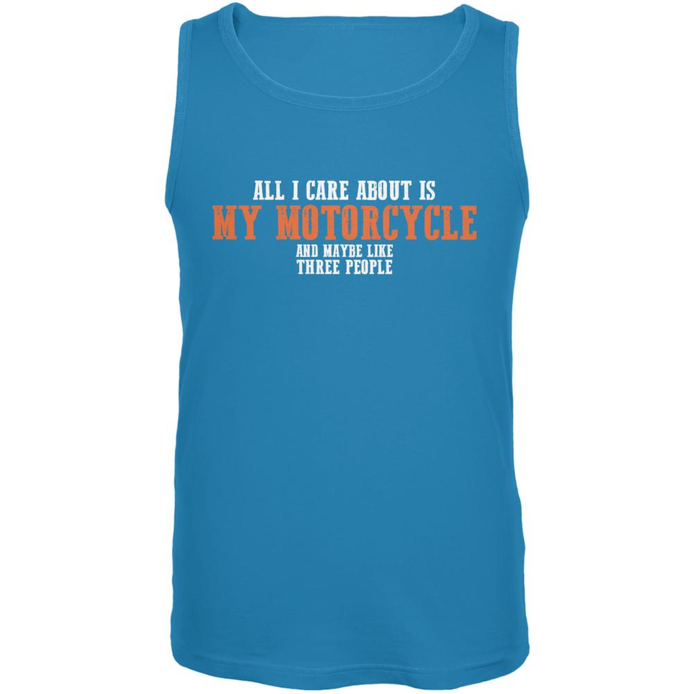 Sarcastic Care About My Motorcycle Turquoise Adult Tank Top Men's Tank Tops Old Glory 2X Blue 