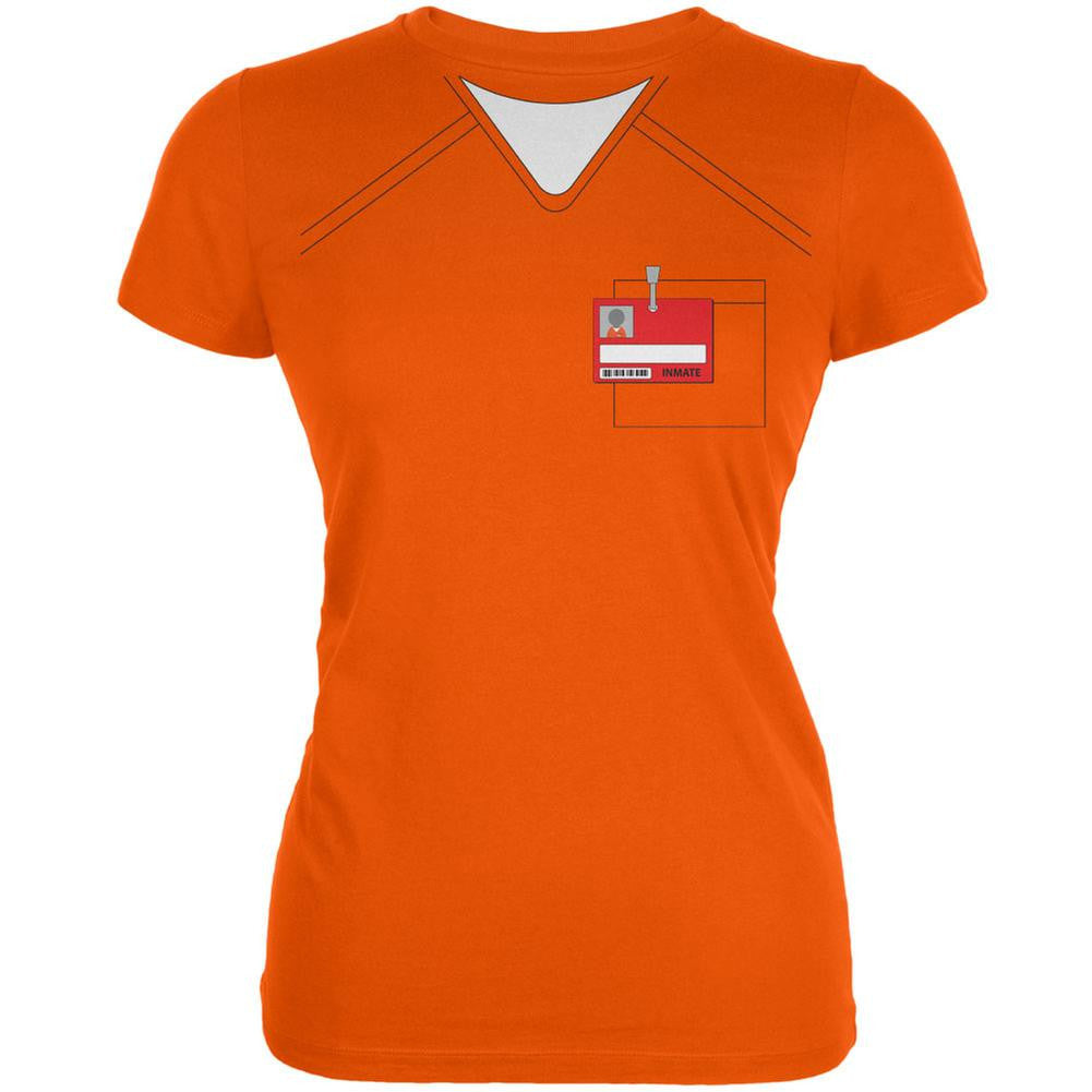 Prisoner Uniform Costume Orange Juniors Soft T-Shirt Juniors T-Shirts Old Glory 2XL Orange 